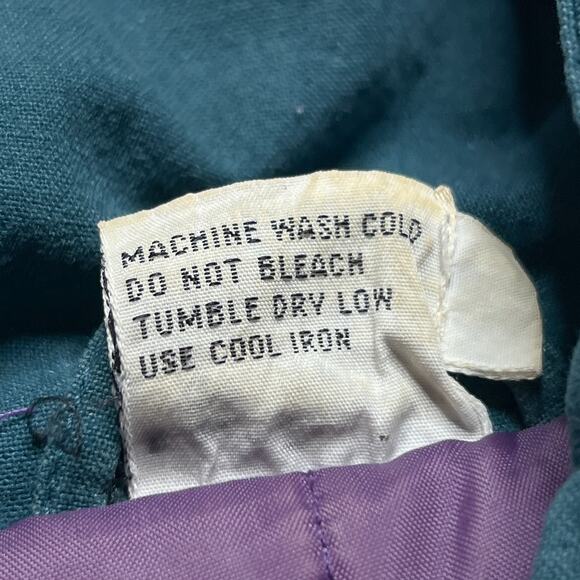 Vintage 80s Puffy Jacket Green Purple High Neck Women's Large Retro Streetwear - Picture 5 of 7